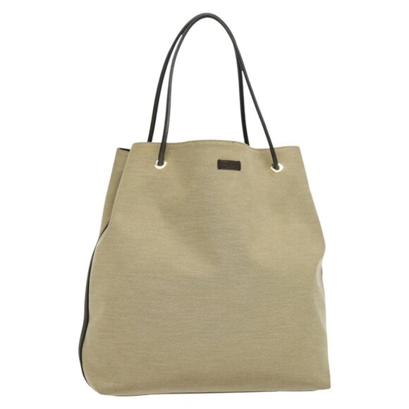 GUCCI Canvas Leather Tote Bag Outlet Beige Gold 257271 Auth 137667 - Picture 1 of 16